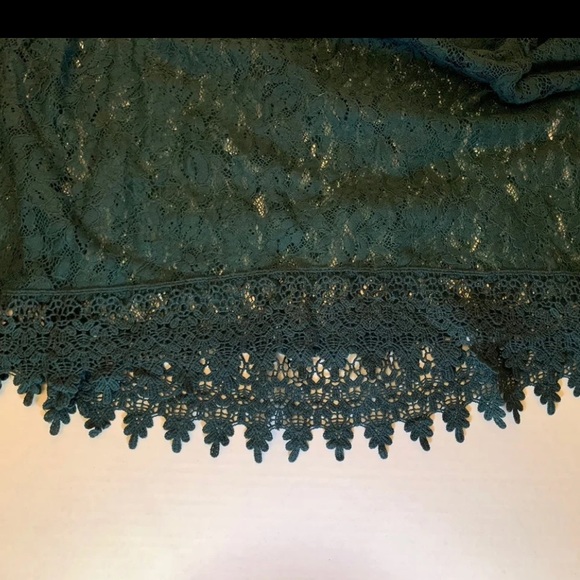 Knox Rose Dark Hunter Green lace long sleeve top - Picture 5 of 6